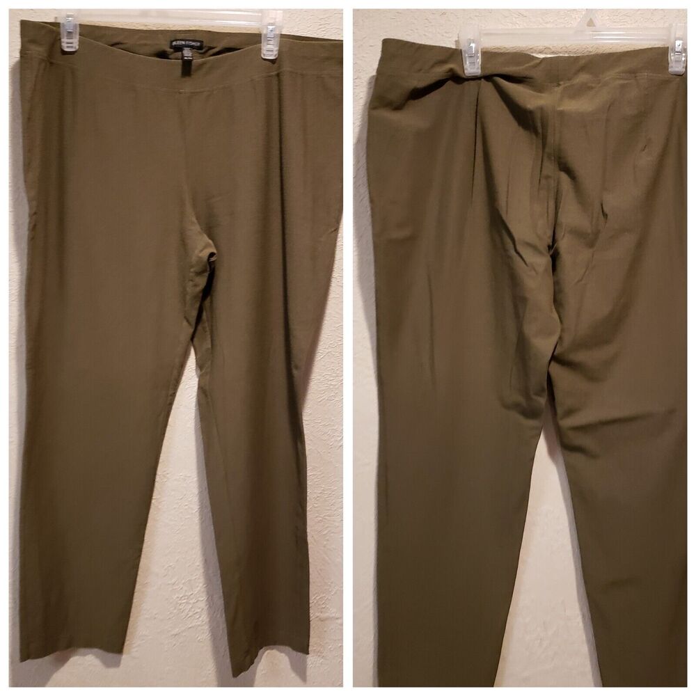 Eileen Fisher Pants Size X- Large Olive Green Washable Stretch Ankle Pull On